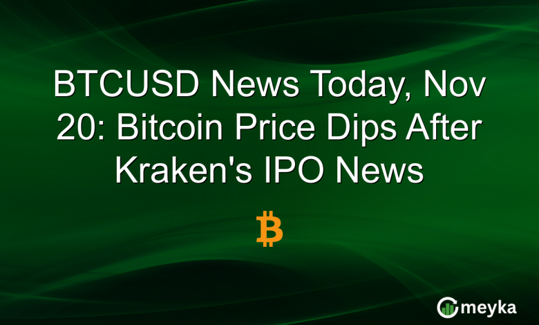 BTCUSD News Today, Nov 20: Bitcoin Price Dips After Kraken’s IPO News BTCUSD News Today, Nov 20: Bitcoin Price Dips After Kraken’s IPO News