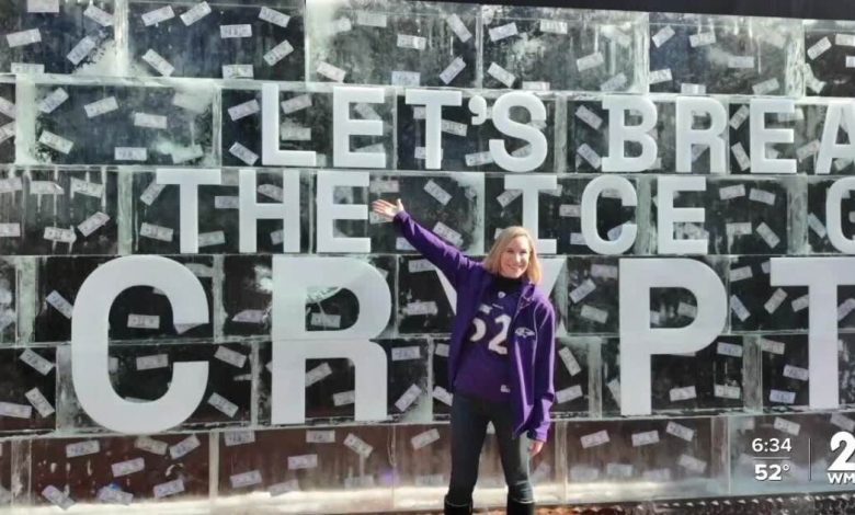 Coinbase sets up 11-foot ice wall at M&T Bank Stadium to promote crypto staking