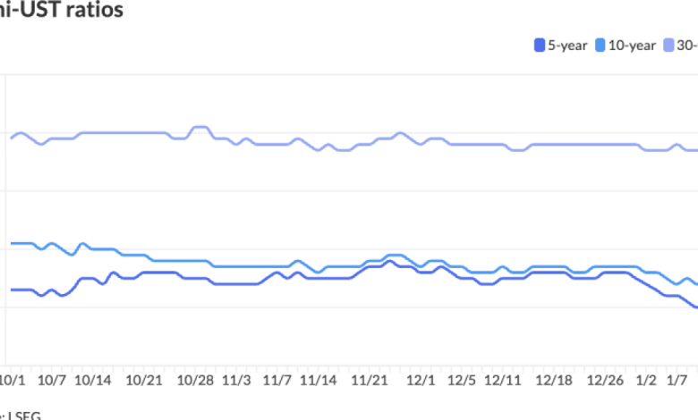 Shorter term munis firmer, USTs little changed after CPI