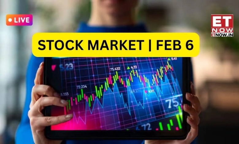 Stock Market Today LIVE | Feb 6: Sensex trades 400 pts higher from day’s low, Nifty 50 tests 25600; Nifty FMCG up over 1%