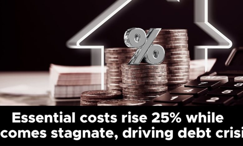 Essential costs rise 25% while incomes stagnate, driving debt crisis