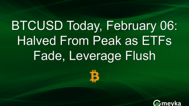 BTCUSD Today, February 06: Halved From Peak as ETFs Fade, Leverage Flush