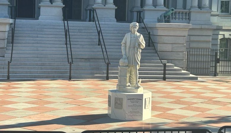 Statue of Christopher Columbus installed on White House grounds Statue of Christopher Columbus installed on White House grounds