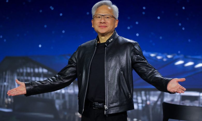 Nvidia stock closes at record, pushing market cap past  trillion