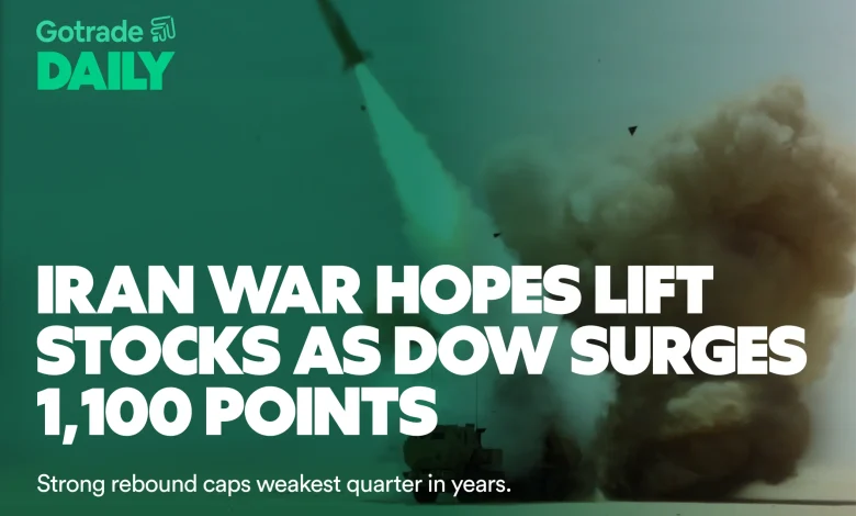 Iran War Hopes Lift Stocks as Dow Surges 1,100 Points Iran War Hopes Lift Stocks as Dow Surges 1,100 Points