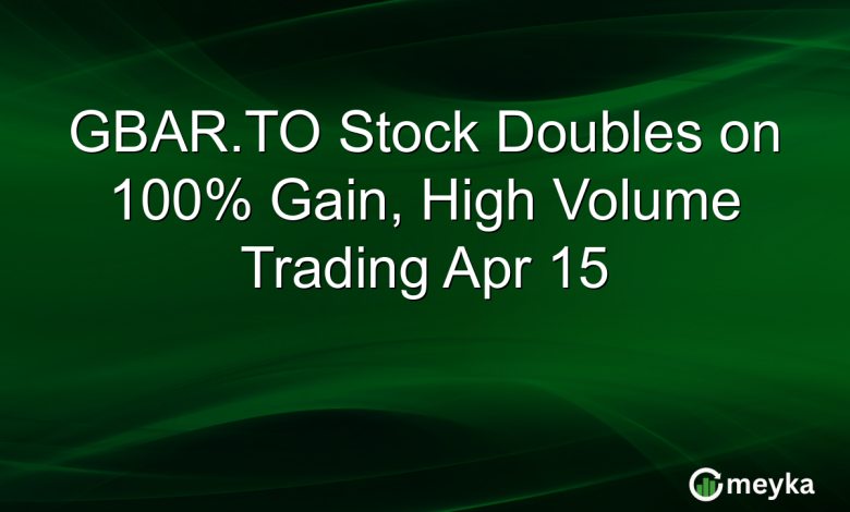 GBAR.TO Stock Doubles on 100% Gain, High Volume Trading Apr 15