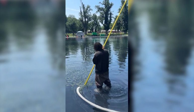 ‘Residual algae’ coats part of newly opened Reflecting Pool