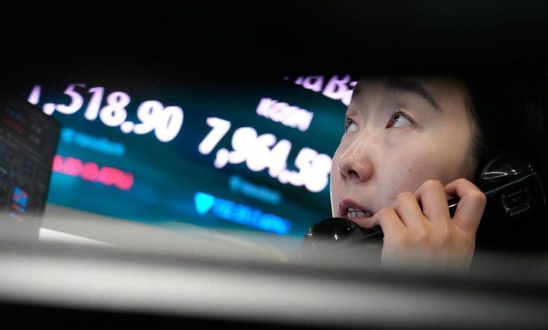 Asian shares fall after a tech sell-off on Wall Street, while oil prices gain Asian shares fall after a tech sell-off on Wall Street, while oil prices gain