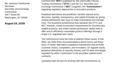 Coinbase Urges SEC, CFTC to Resolve Overlapping Jurisdiction on Perpetual Futures Coinbase Urges SEC, CFTC to Resolve Overlapping Jurisdiction on Perpetual Futures