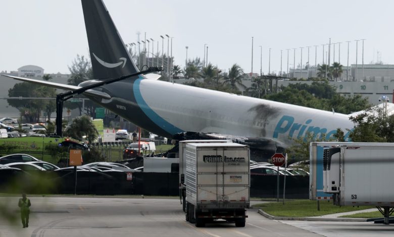 Amazon cargo plane overruns runway at Miami International Airport