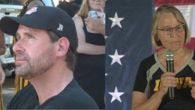 Iowa political candidates campaign at tailgates before Cy-Hawk game